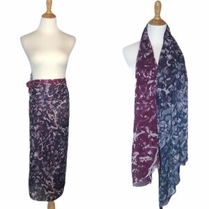 Pink and Purple Gauzy Sheer Ombre Sarong CoverUp